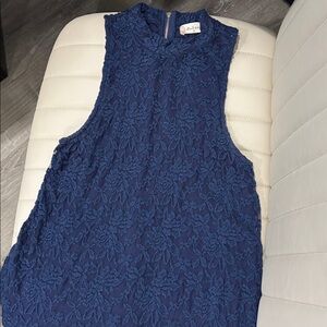 Altar'd State Navy Blue Lace Midi Dress